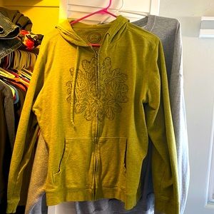 Life is Good, green zip hoodie. XL